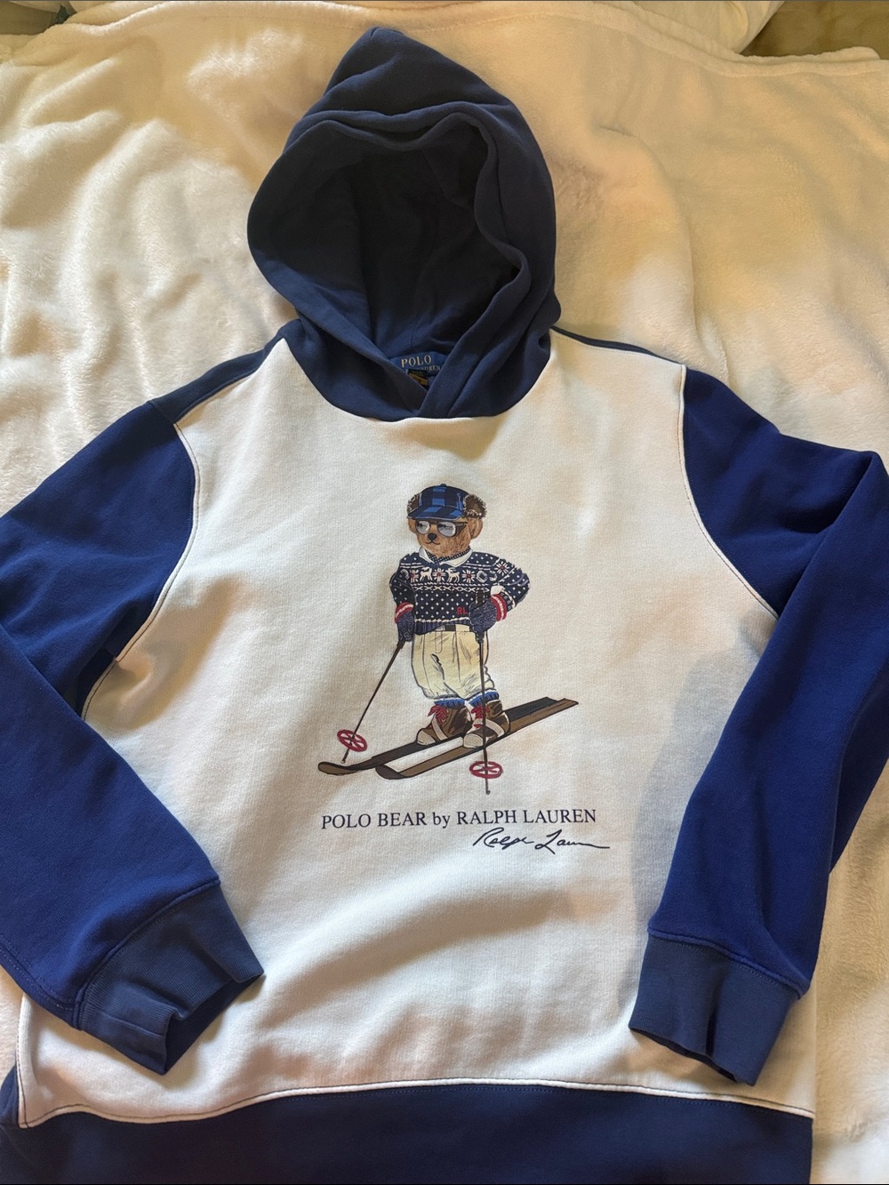 Ralph Lauren Polo Bear Ski Pullover Hoodie - Navy & Cream